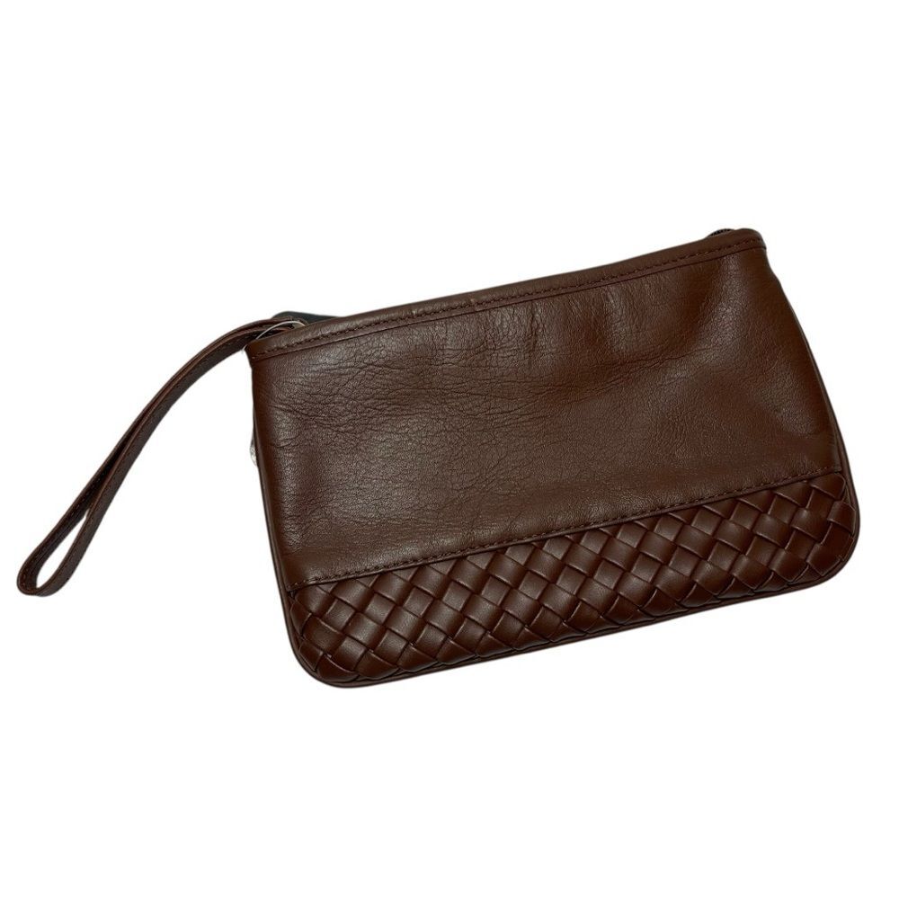 Chic Brown Leather Wristlet